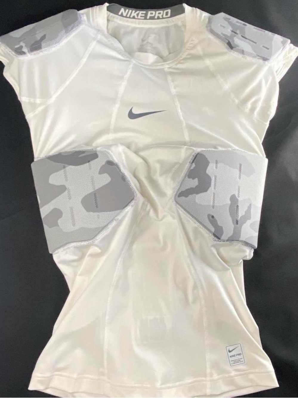 Nike Pro Hyperstrong Football Compression Shirt Padded White Gray Camo Adult S
